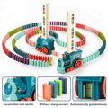 Automatic Domino Train Toy with colorful dominoes arranged in loops, showcasing effortless domino placement.