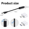 USB extension cable product size, featuring 360° flexible design and adapters for versatile connectivity.