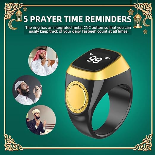 Equantu Qibla Ring Tasbih Counter Prayer Reminder - arabtijarah