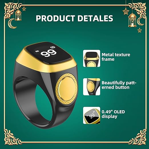 Equantu Qibla Ring Tasbih Counter Prayer Reminder - arabtijarah